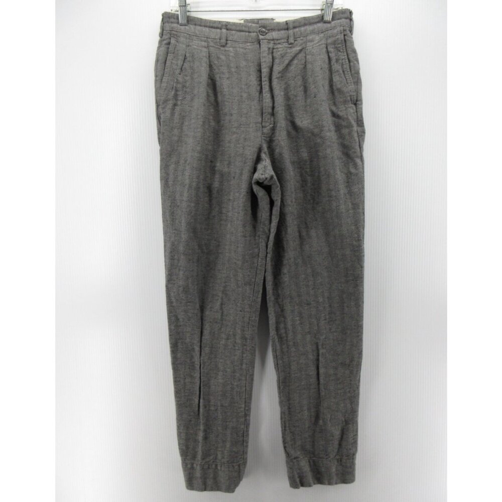 ABCL Garments Pants Men 30 Hemp Herringbone Pleated Trousers Italy 30X29